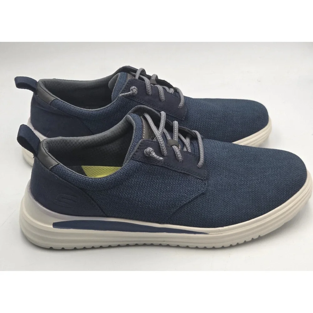Skechers Navy Blue Classic Fit Air Cooled Memory Foam Mens 11.5 Slip On Shoes